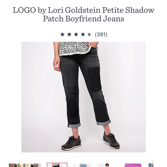 LOGO Lori Goldstein petite shadow patch boyfriend jeans - Picture 7 of 9